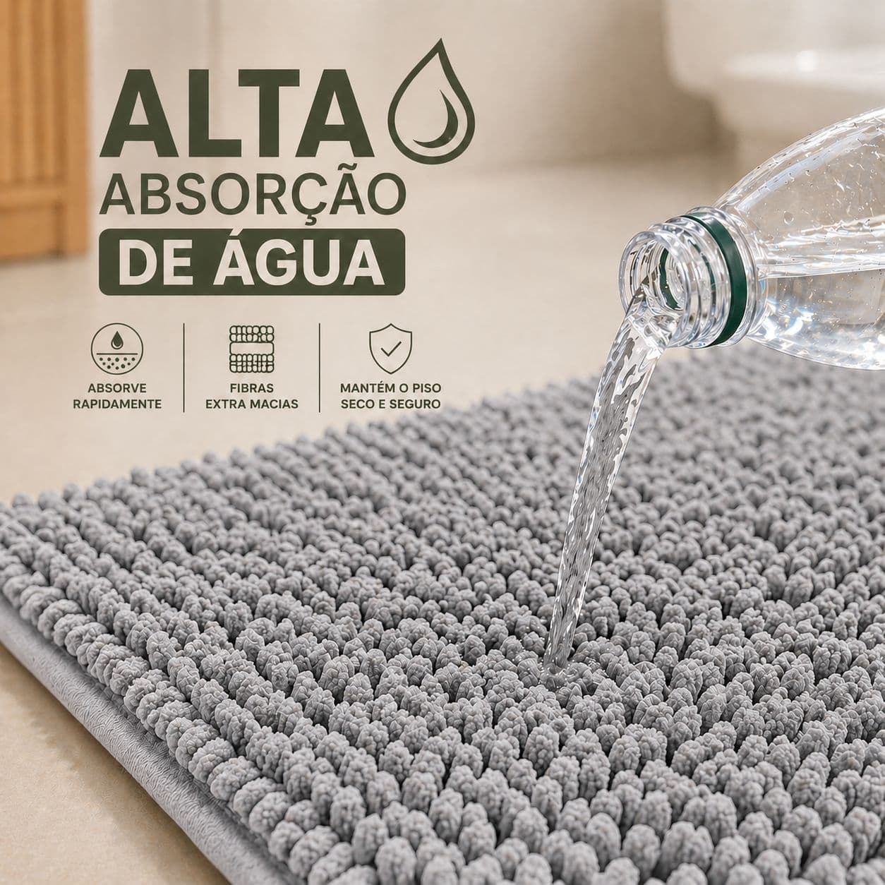 Kit 3 Tapetes de Banheiro Microfibra Bolinha com Antiderrapante 4